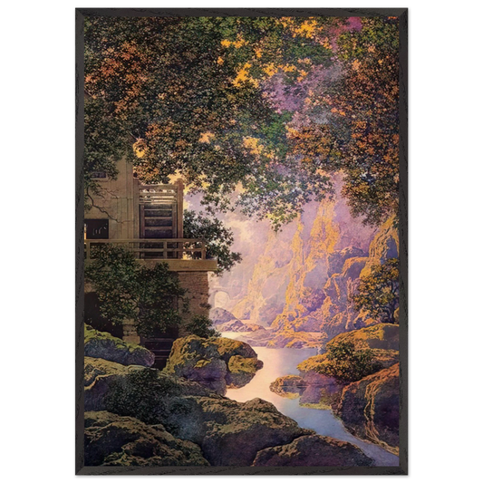 The Old Glen Mill Large - Maxfield Parrish Framed Art Print – Black Wooden Frame - Default Title - -Framed Art Print
