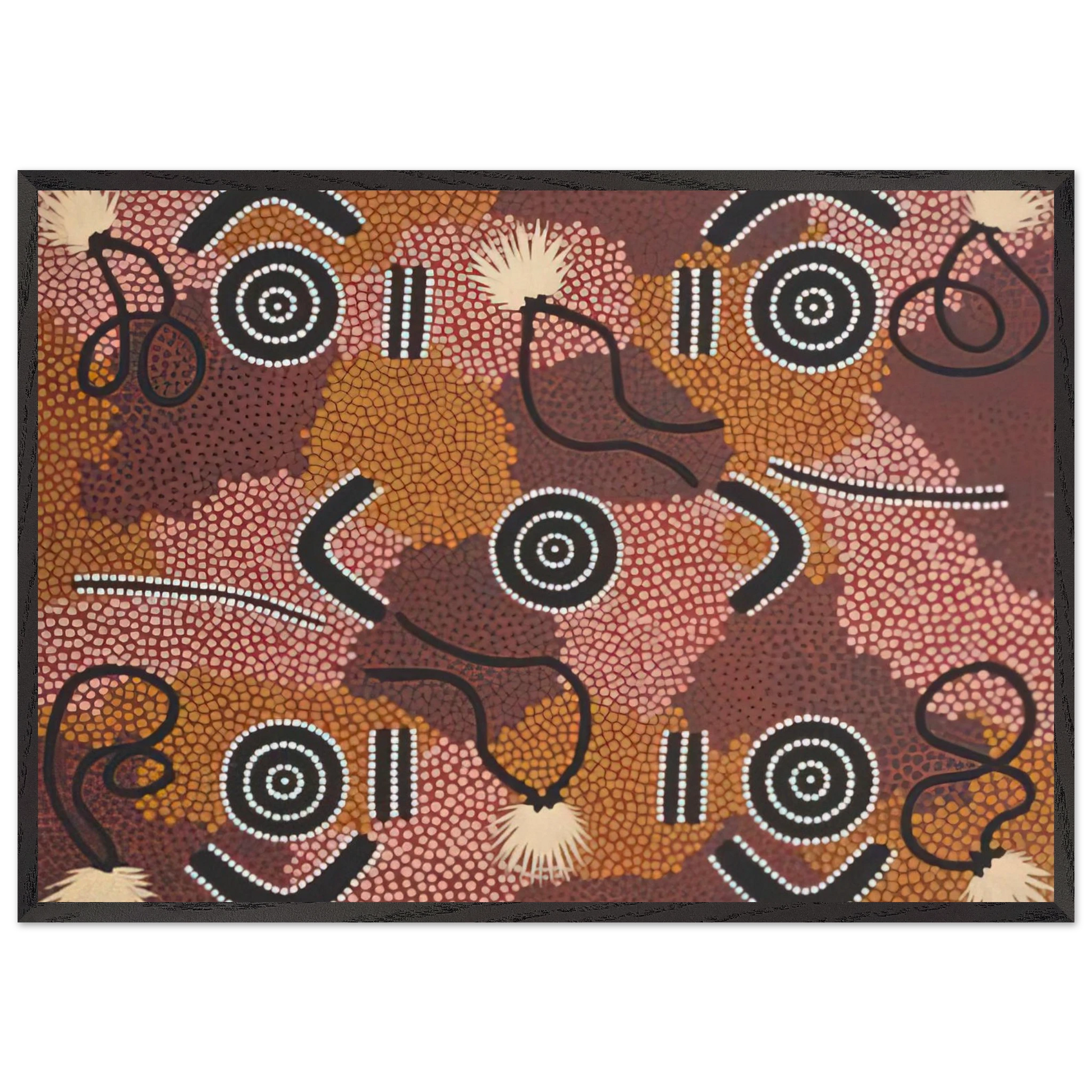Bodypaint Designs - 1985 - Clifford Possum Tjapaltjarri Framed Art Print – Black Wooden Frame - Default Title - -Framed Art Print