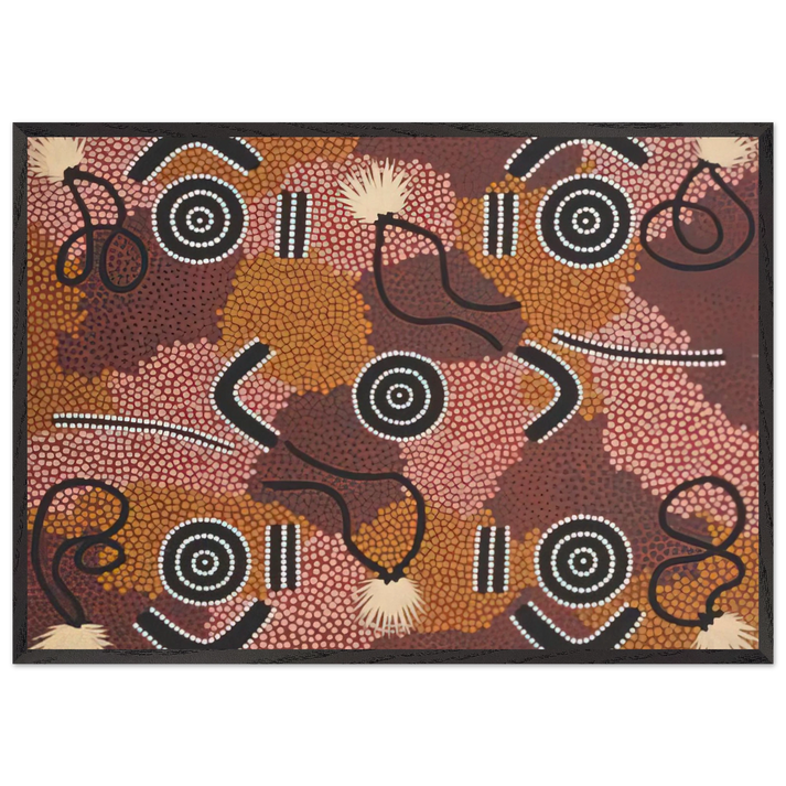 Bodypaint Designs - 1985 - Clifford Possum Tjapaltjarri 70x100 cm / 28x40 inches Framed Art Print – Black Wooden Frame