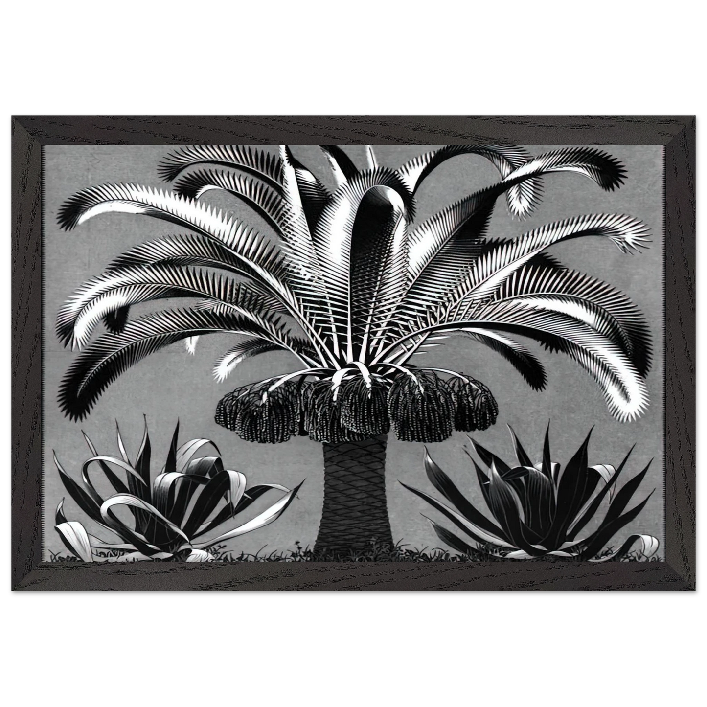 MC Escher - PALM Wall Art - 21x29.7 cm / 8x12" - Premium Wooden Framed Poster With Fine Art Paper - Black frame