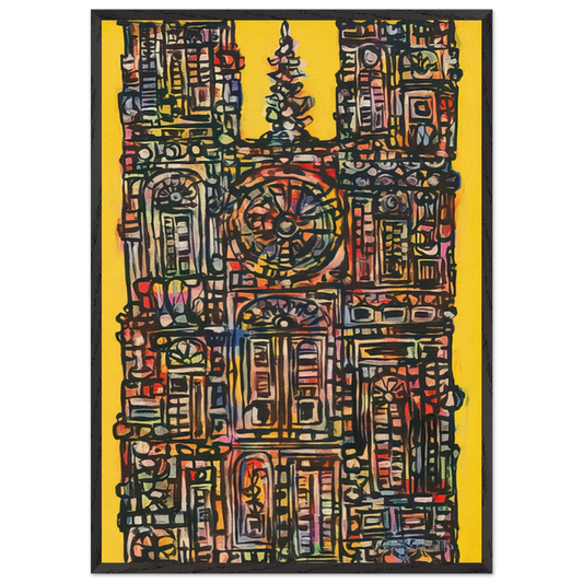CATHEDRAL IN YELLOW 1961 - Rene Portocarrero Framed Art Print – Black Wooden Frame - Default Title - -Framed Art Print