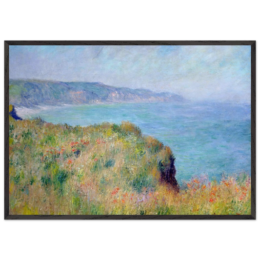 Cliff near Pourville - claude monet 70x100 cm / 28x40 inches Framed Art Print – Black Wooden Frame