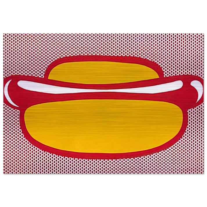 HOT DOG 1964 - Roy Lichtenstein Brushed Aluminum Print - 70x100 cm / 28x40 inches | Roy Lichtenstein Aluminum Print | Roy Lichtenstein Prints