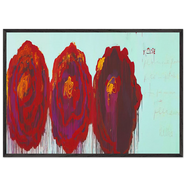 The Rose  IV  - Cy Twombly 70x100 cm / 28x40 inches Framed Art Print – Black Wooden Frame