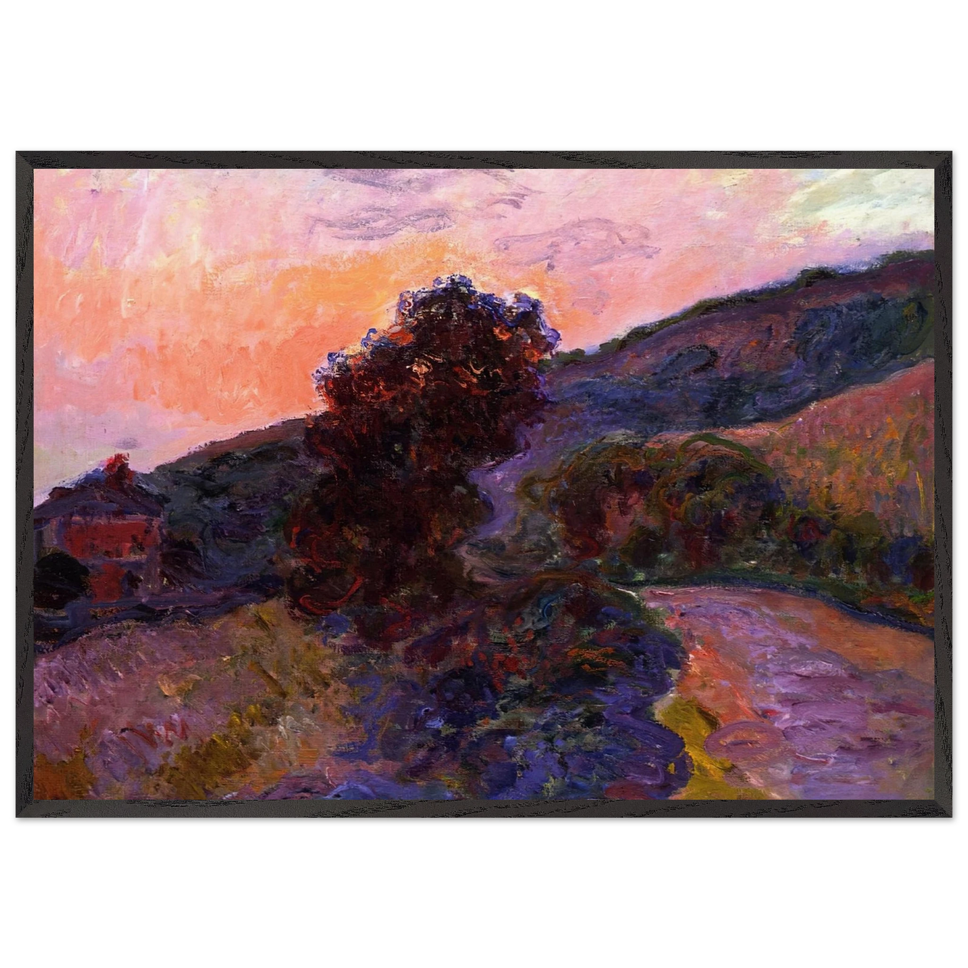 Sunset at Giverny - claude monet Framed Art Print – Black Wooden Frame - Default Title - -Framed Art Print