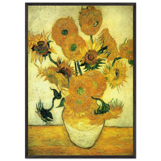 Still Life - Vase with Fourteen Sunflowers - Vincent van Gogh Framed Art Print – Black Wooden Frame - Default Title - -Framed Art Print