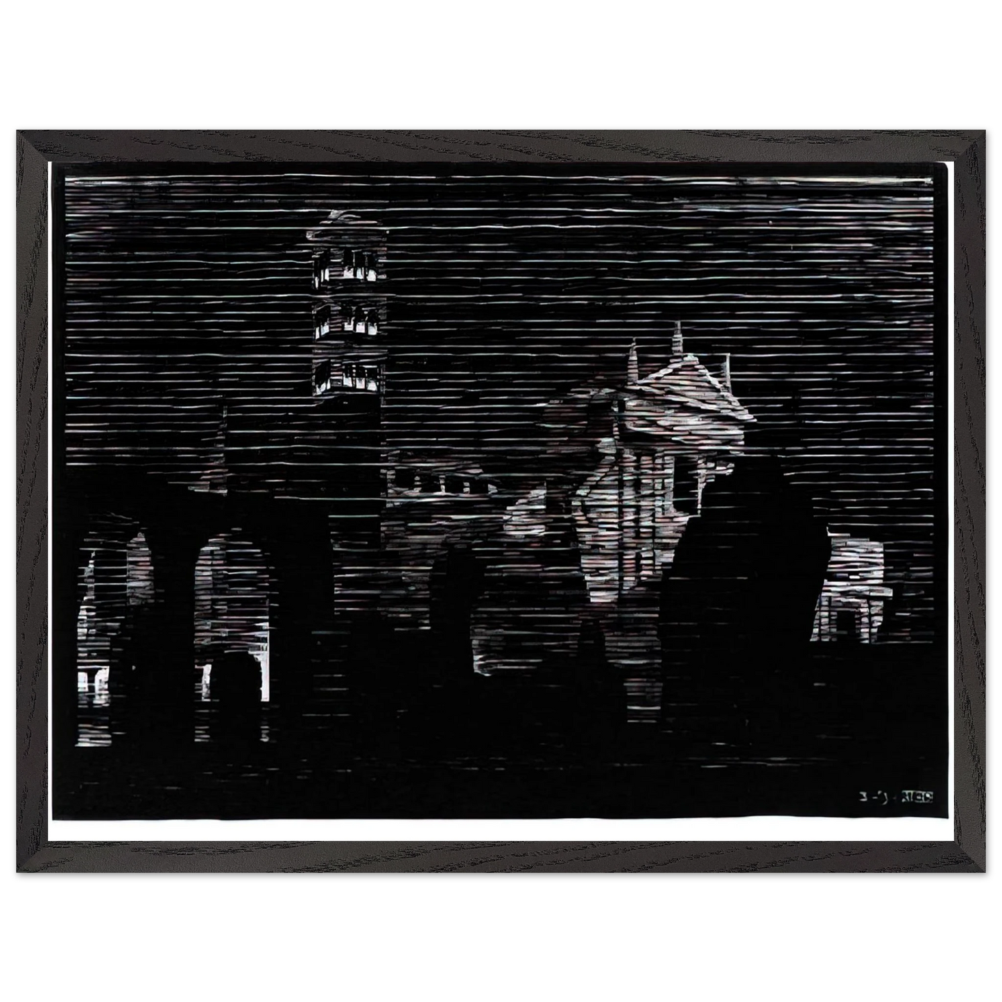 MC Escher - NOCTURNAL ROME 2 Wall Art - 21x29.7 cm / 8x12" - Premium Wooden Framed Poster With Fine Art Paper - Wood frame