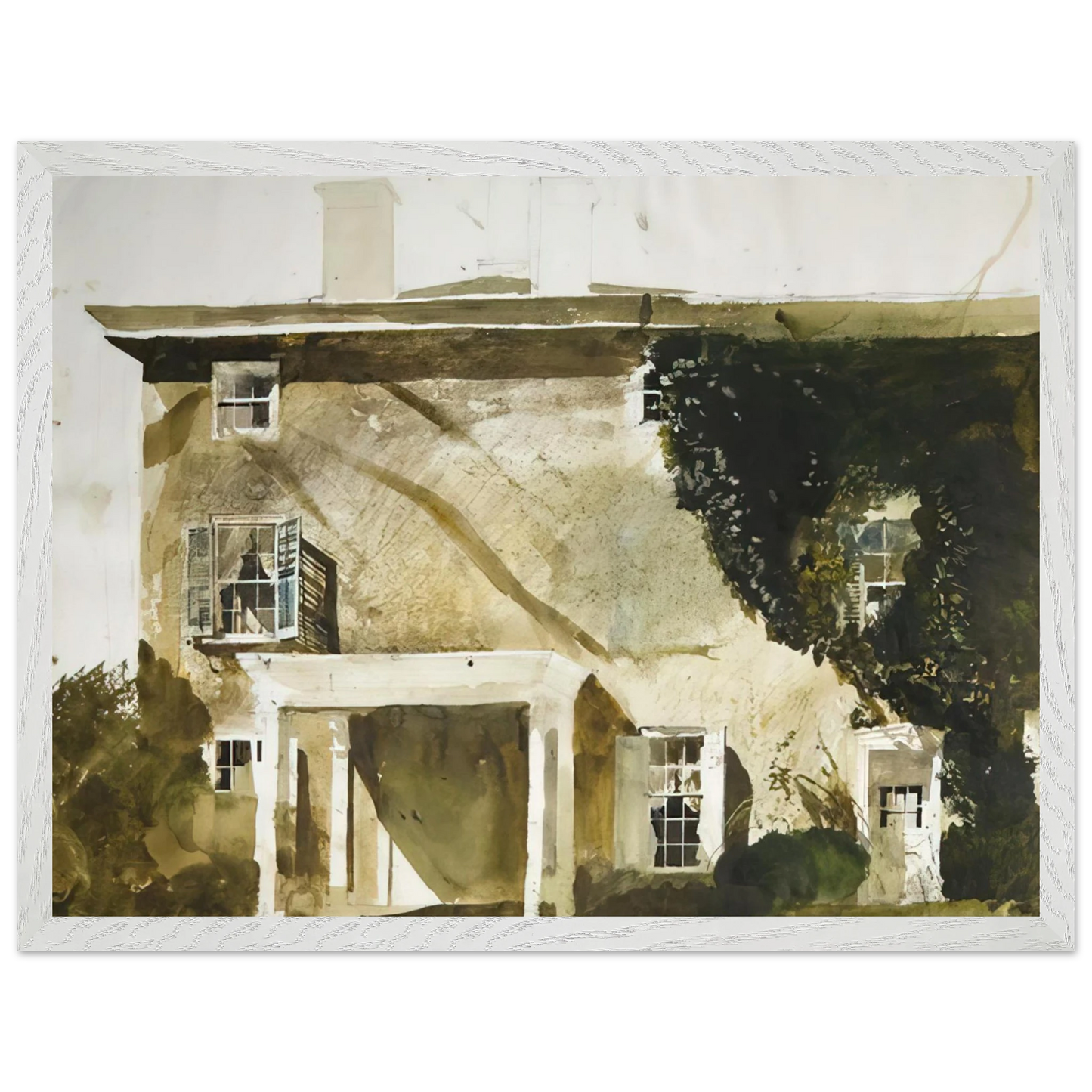 Andrew Wyeth - THE HATTON HOUSE 1967 Wall Art - 21x29.7 cm / 8x12" - Premium Wooden Framed Poster With Fine Art Paper - Wood frame