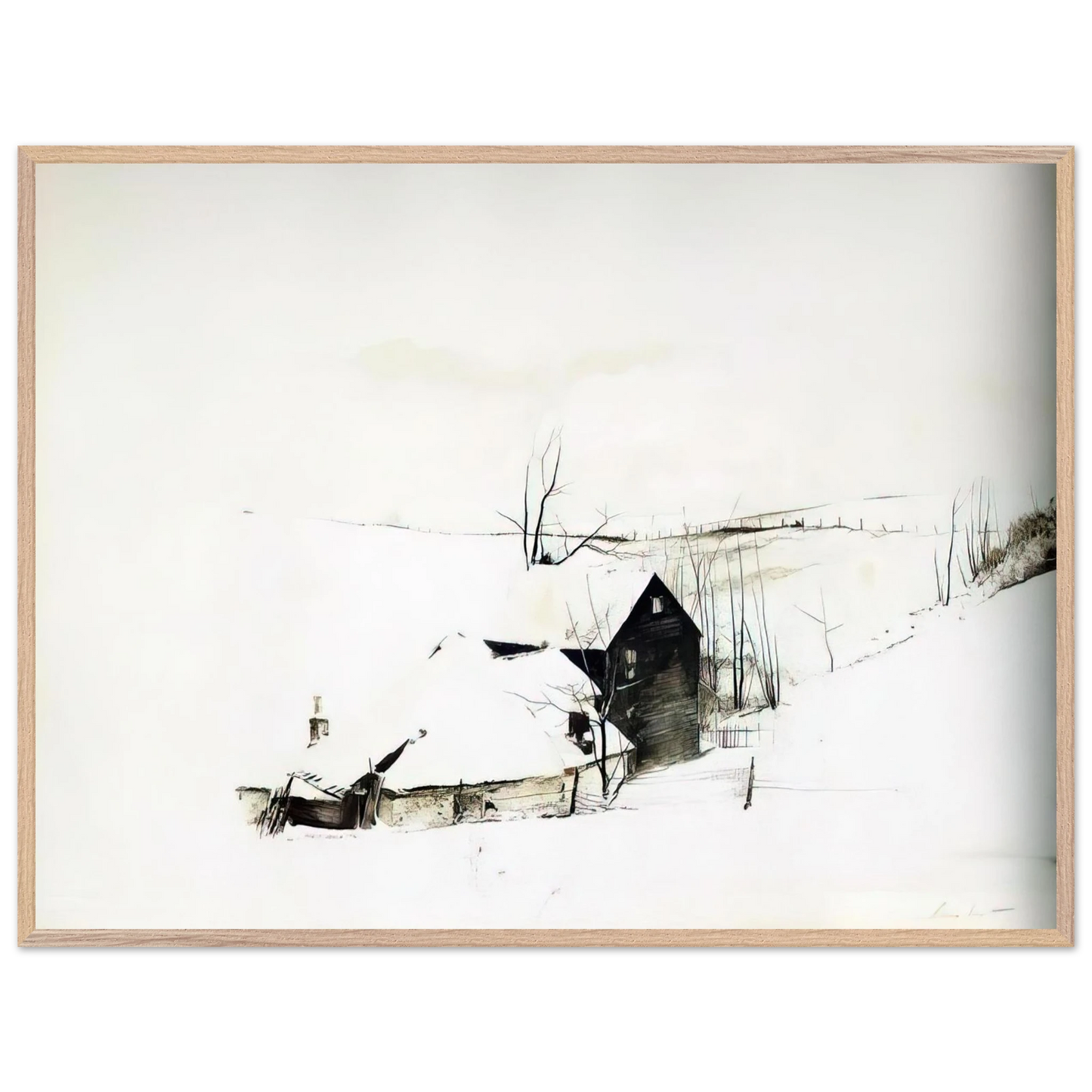 Andrew Wyeth - THE CORNER Wall Art - 30x40 cm / 12x16 inches - Premium Wooden Framed Poster With Fine Art Paper - Black frame