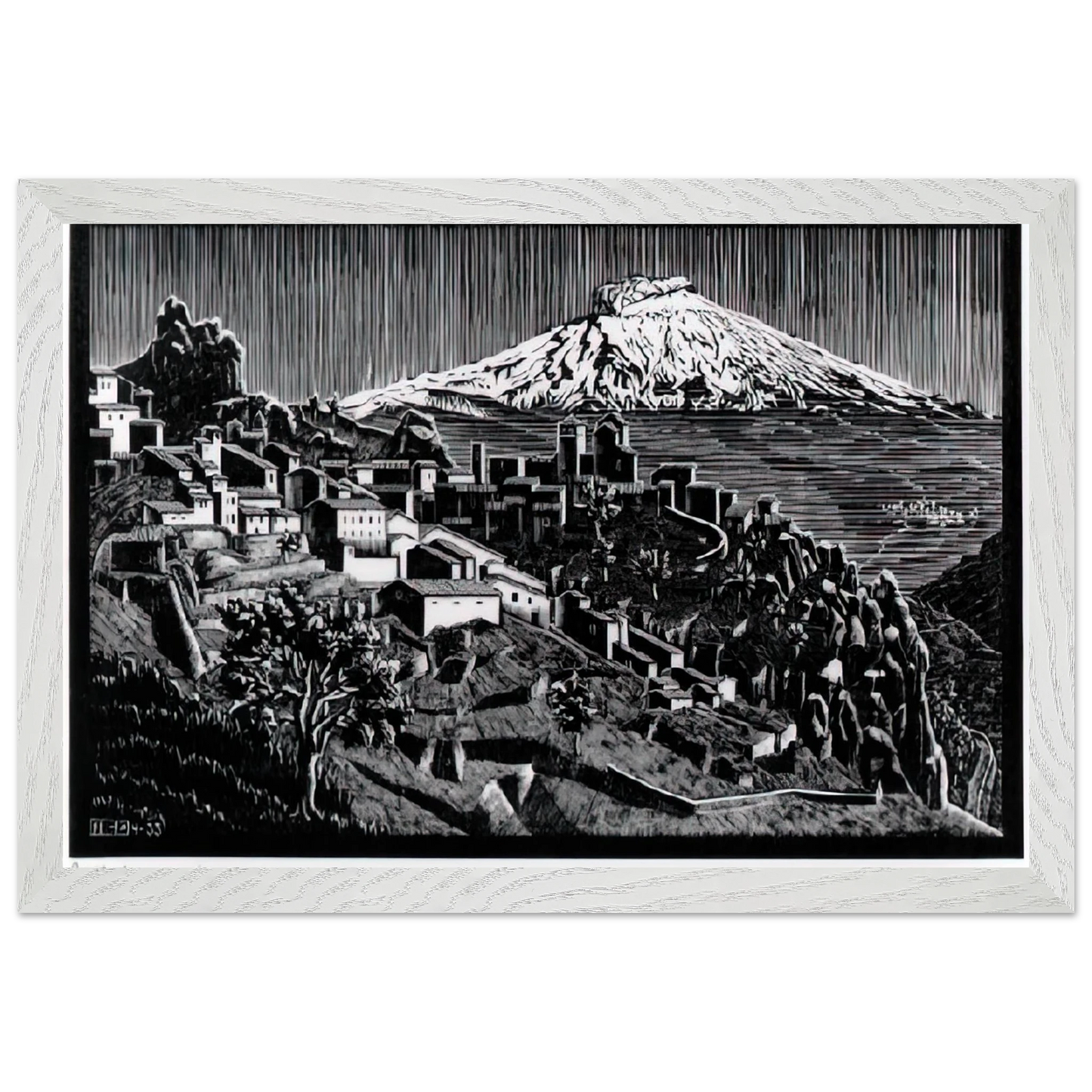 MC Escher - ESCHER (17) Wall Art - 60x80 cm / 24x32 inches - Premium Wooden Framed Poster With Fine Art Paper - Black frame
