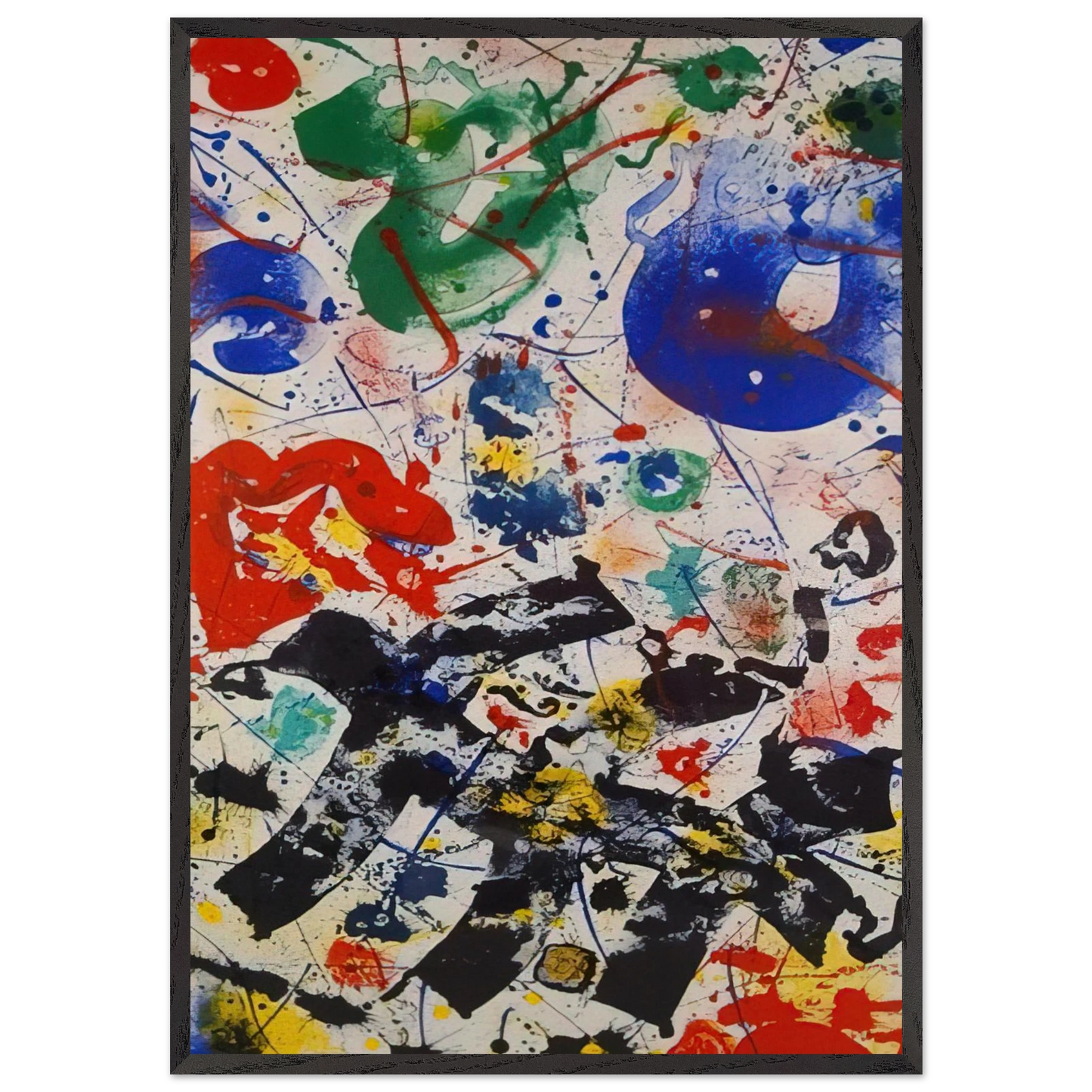 Untitled  SF 357  - Sam Francis Framed Art Print – Black Wooden Frame - Default Title - -Framed Art Print