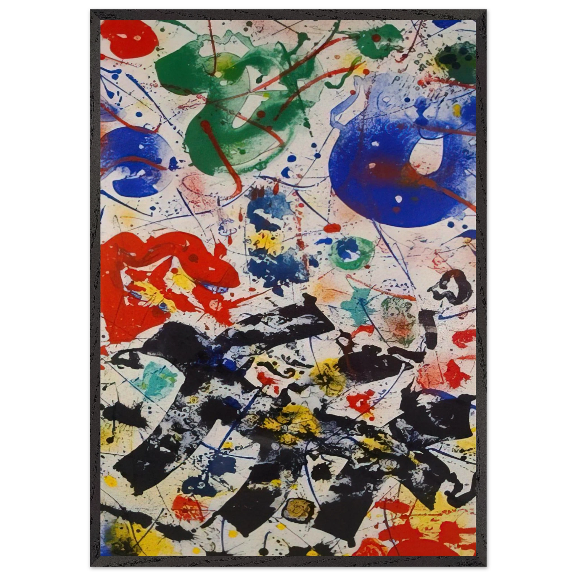 Untitled  SF 357  - Sam Francis Framed Art Print – Black Wooden Frame - Default Title - -Framed Art Print