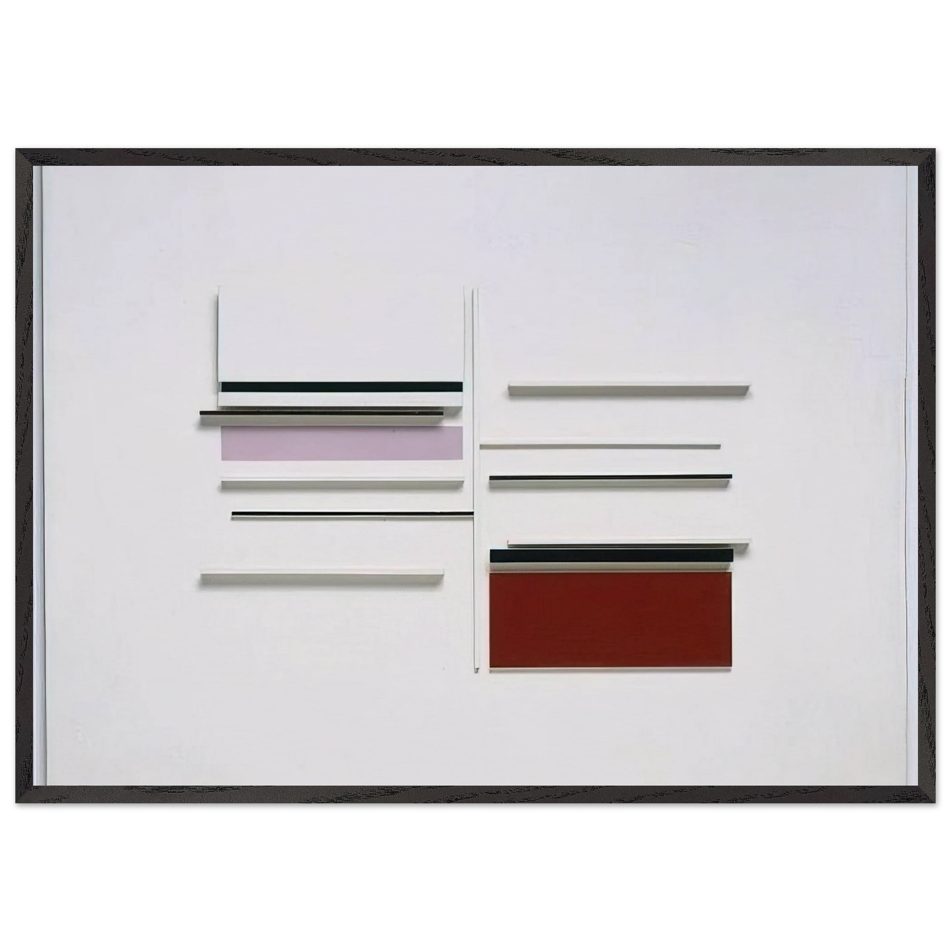 ABSTRACT IN WHITE BLACK INDIAN AND LILAC 1957 - Victor Pasmore Framed Art Print – Black Wooden Frame - Default Title - -Framed Art Print