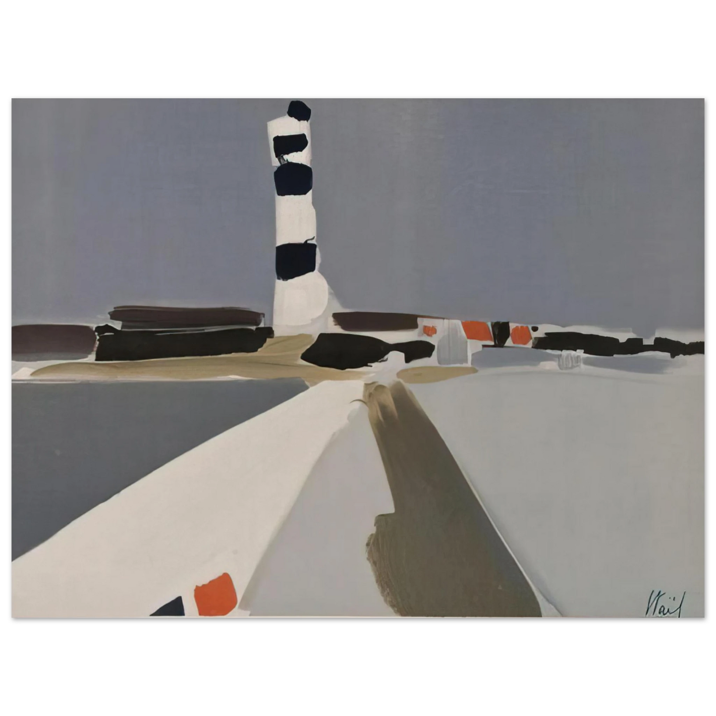 Nicolas de Stael - Le Phare - 1952 Fine Art Poster - 13x18 cm / 5x7 inches