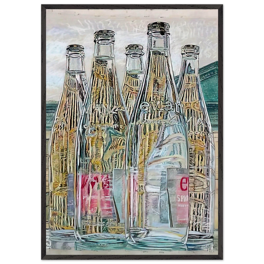 EVIAN BOTTLES 1976 - Janet Fish Framed Art Print – Black Wooden Frame - Default Title - -Framed Art Print