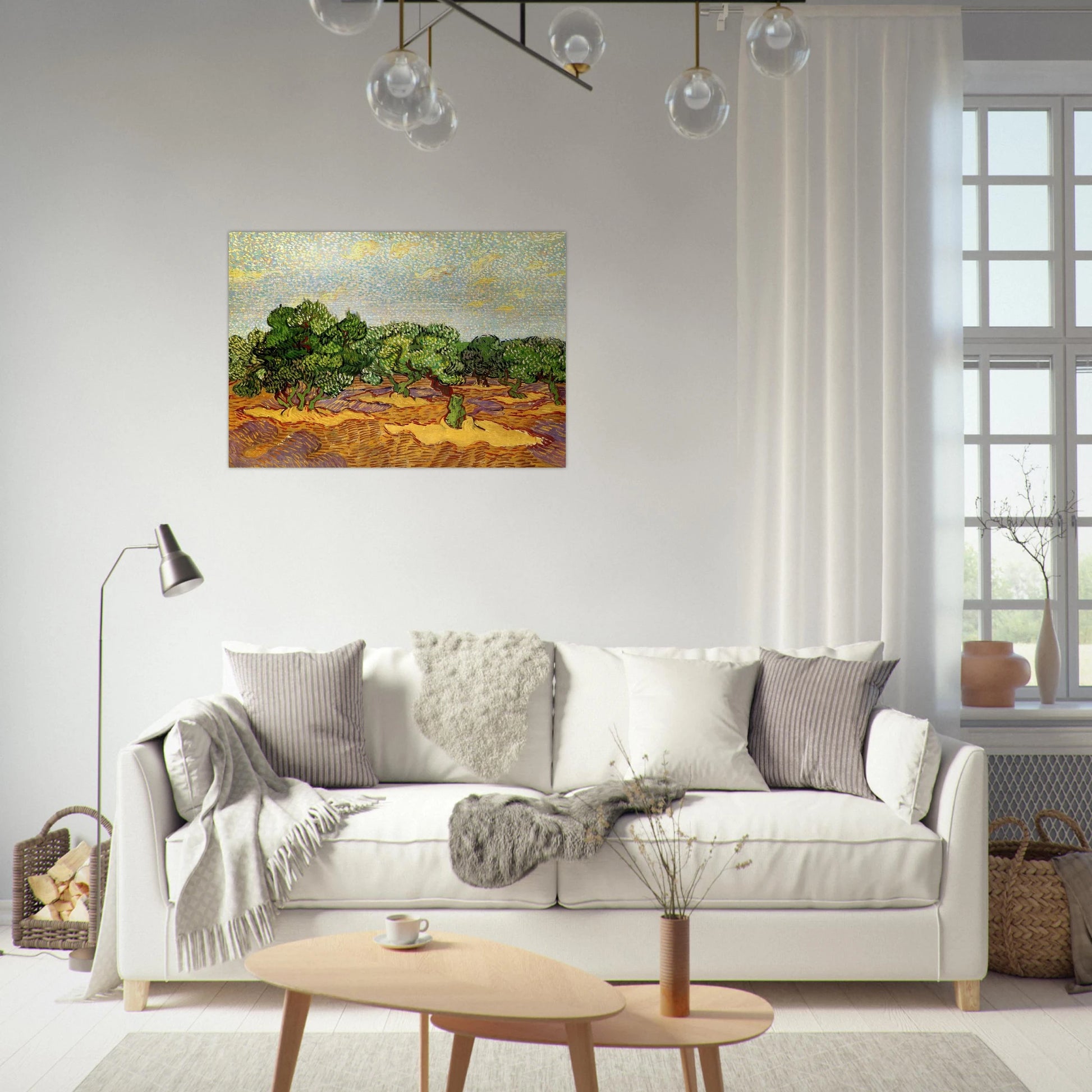 Olive Grove - Pale Blue Sky - Vincent van Gogh Brushed Aluminum Print - 70x100 cm / 28x40 inches | Vincent van Gogh Aluminum Print | Vincent van Gogh Prints