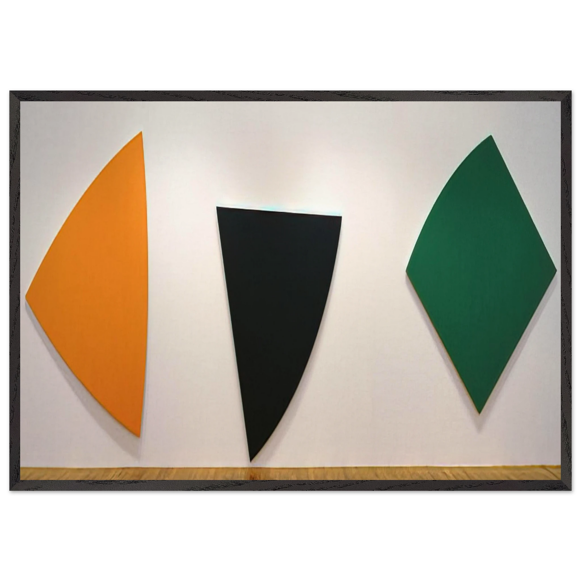 Three Panels Orange Dark Gray Green - Ellsworth Kelly Framed Art Print – Black Wooden Frame - Default Title - -Framed Art Print
