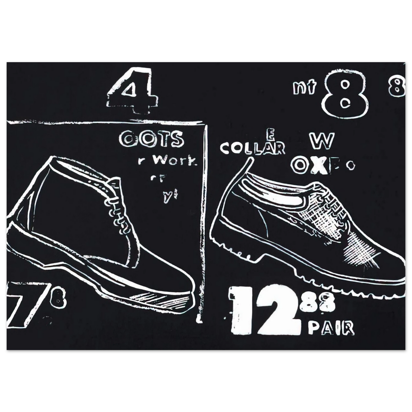 Andy Warhol - Work Boots Fine Art Poster - 40x60 cm / 16x24 inches