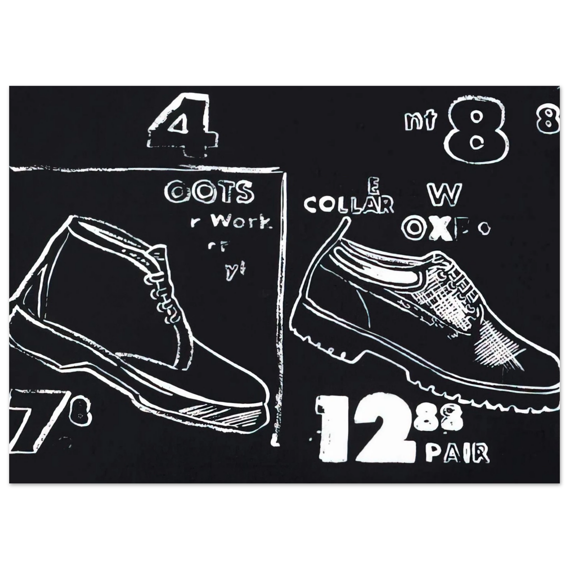 Andy Warhol - Work Boots Fine Art Poster - 40x60 cm / 16x24 inches
