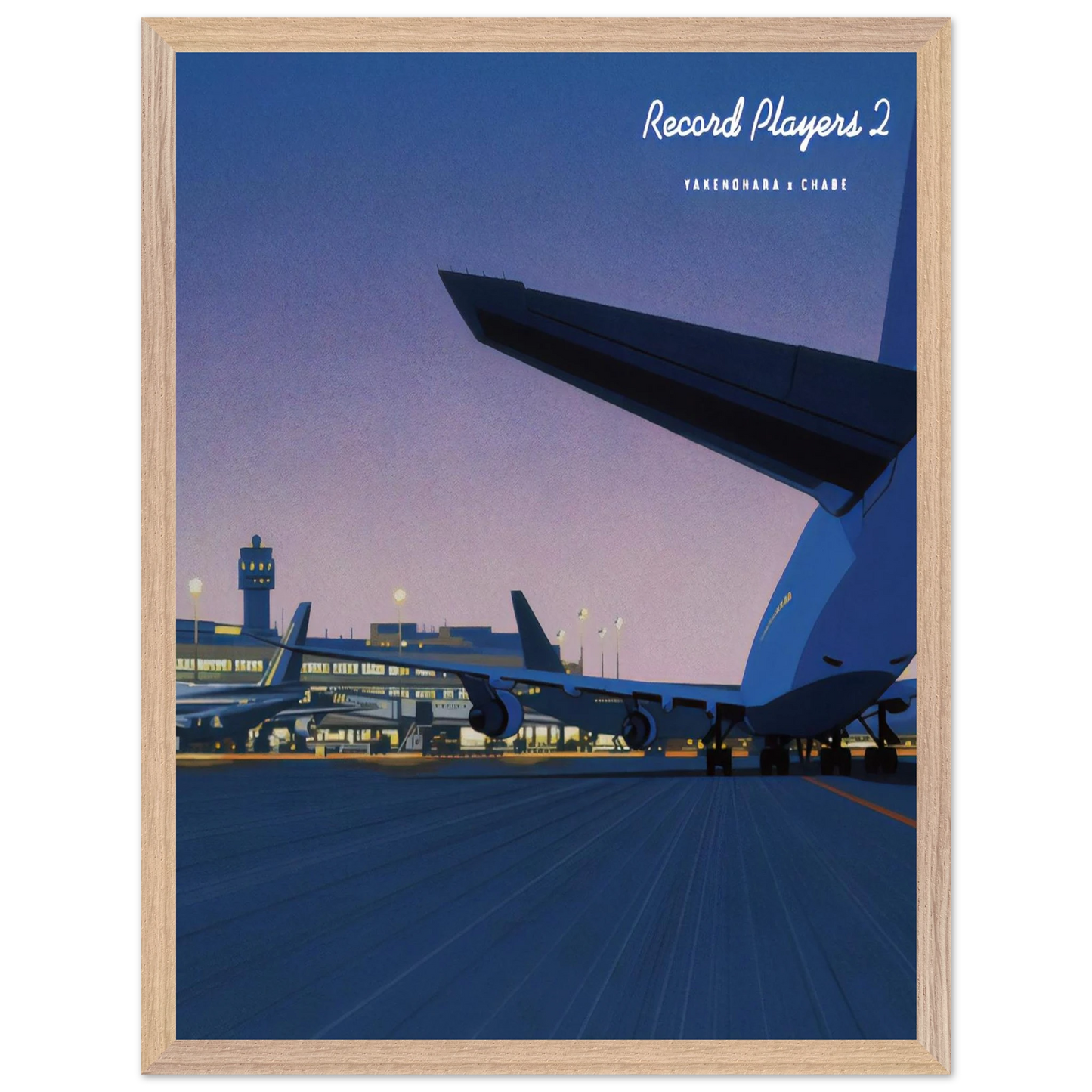 Hiroshi Nagai - Taxiway Wall Art - 21x29.7 cm / 8x12" - Premium Wooden Framed Poster With Fine Art Paper - Black frame