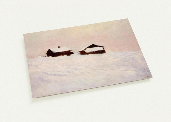 Houses in the Snow By claude monet Pack of 10 Post Cards | claude monet Post Cards | A6 (10.5 x 14.8 cm) - 4.1 x 5.8 inches