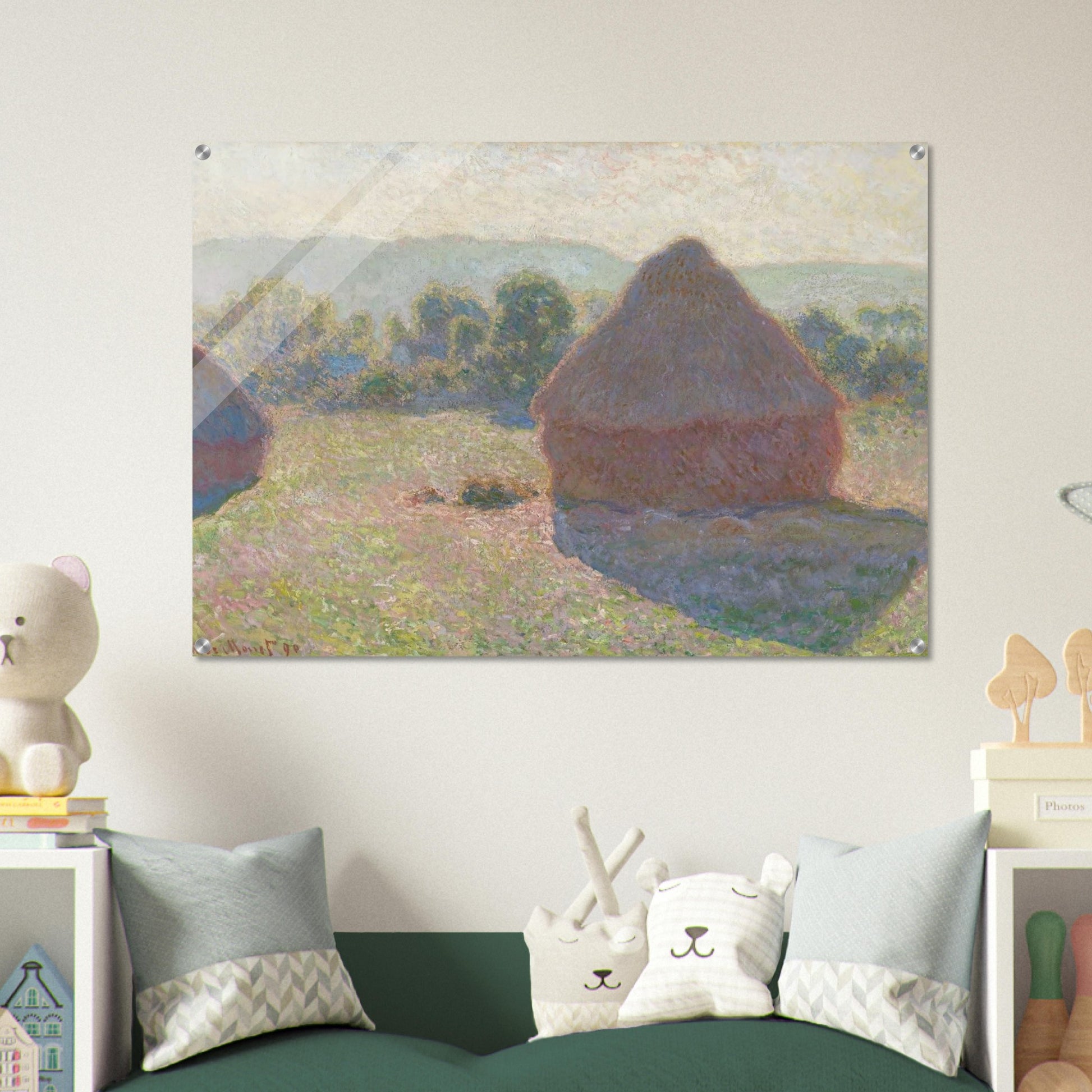 Haystacks, midday - claude monet Acrylic Print - 70x100 cm / 28x40″ inches
