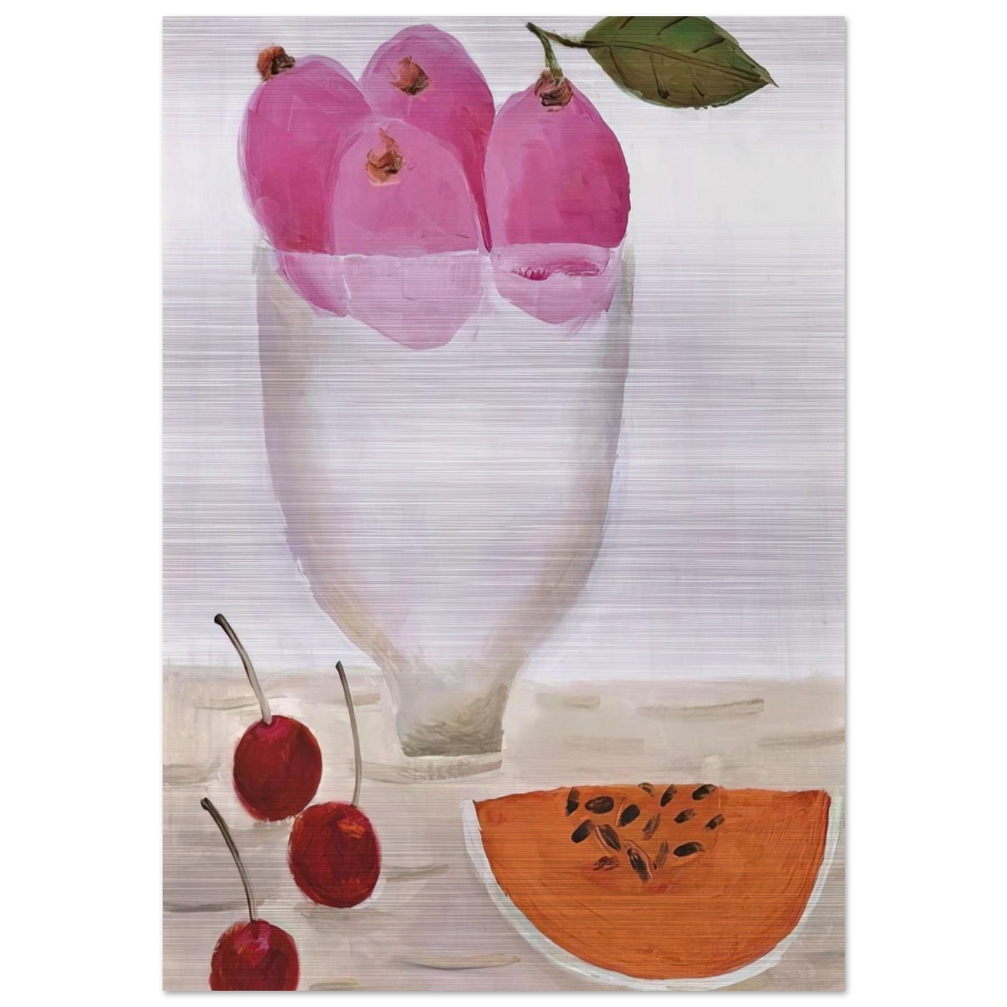 Three Cherries - 2000 - Mary Fedden Brushed Aluminum Print - 70x100 cm / 28x40 inches | Mary Fedden Aluminum Print | Mary Fedden Prints