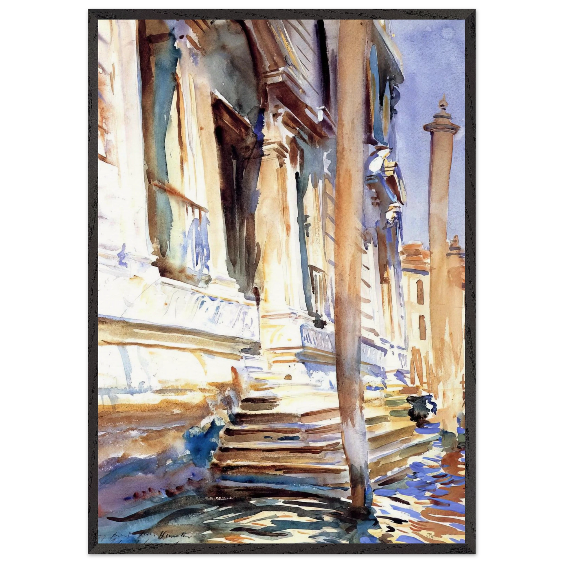 Doorway of a Venetian Palace - John Singer Sargent Framed Art Print – Black Wooden Frame - Default Title - -Framed Art Print