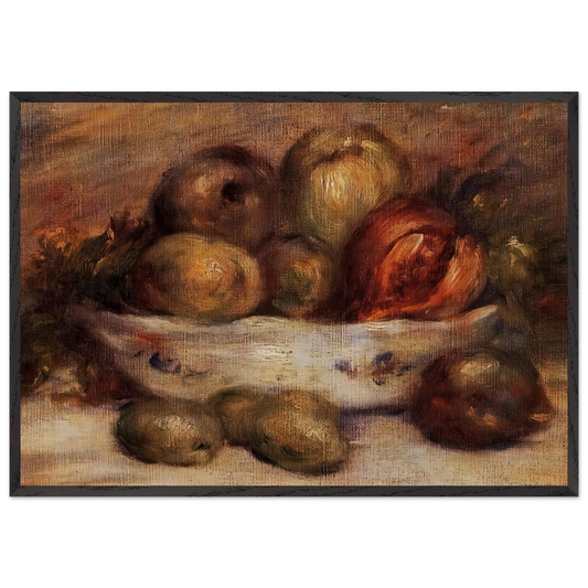 Still Life with Fruit - Pierre-Auguste Renoir 70x100 cm / 28x40 inches Framed Art Print – Black Wooden Frame