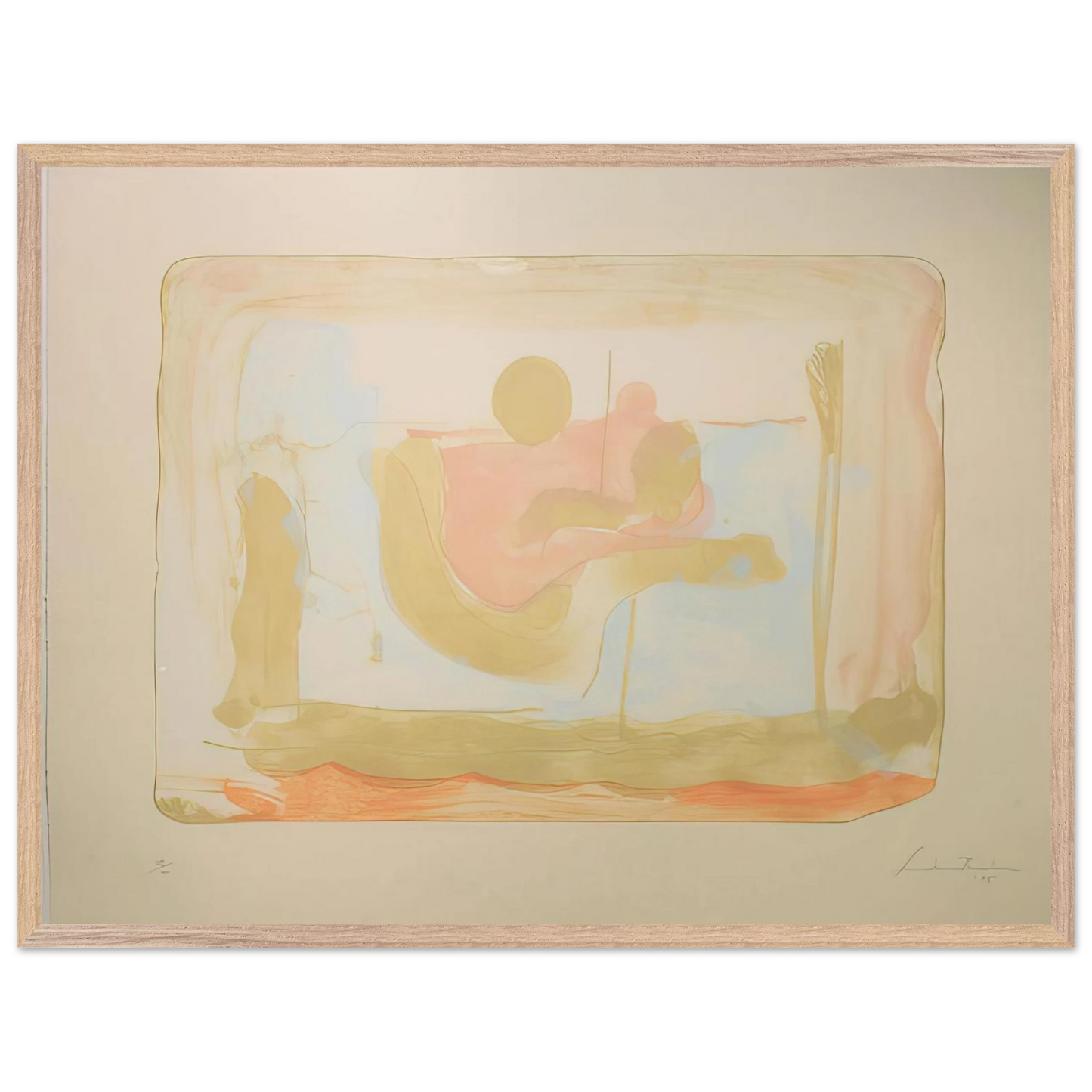 Helen Frankenthaler - Reflections I - 1995 Wall art - 21x29.7 cm / 8x12" - Premium Wooden Framed Poster With Fine Art Paper - Wood frame
