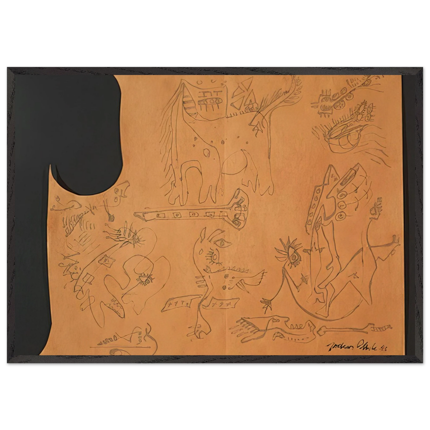 UNTITLED 4 N1 - Jackson Pollock Framed Art Print – Black Wooden Frame - Default Title - -Framed Art Print