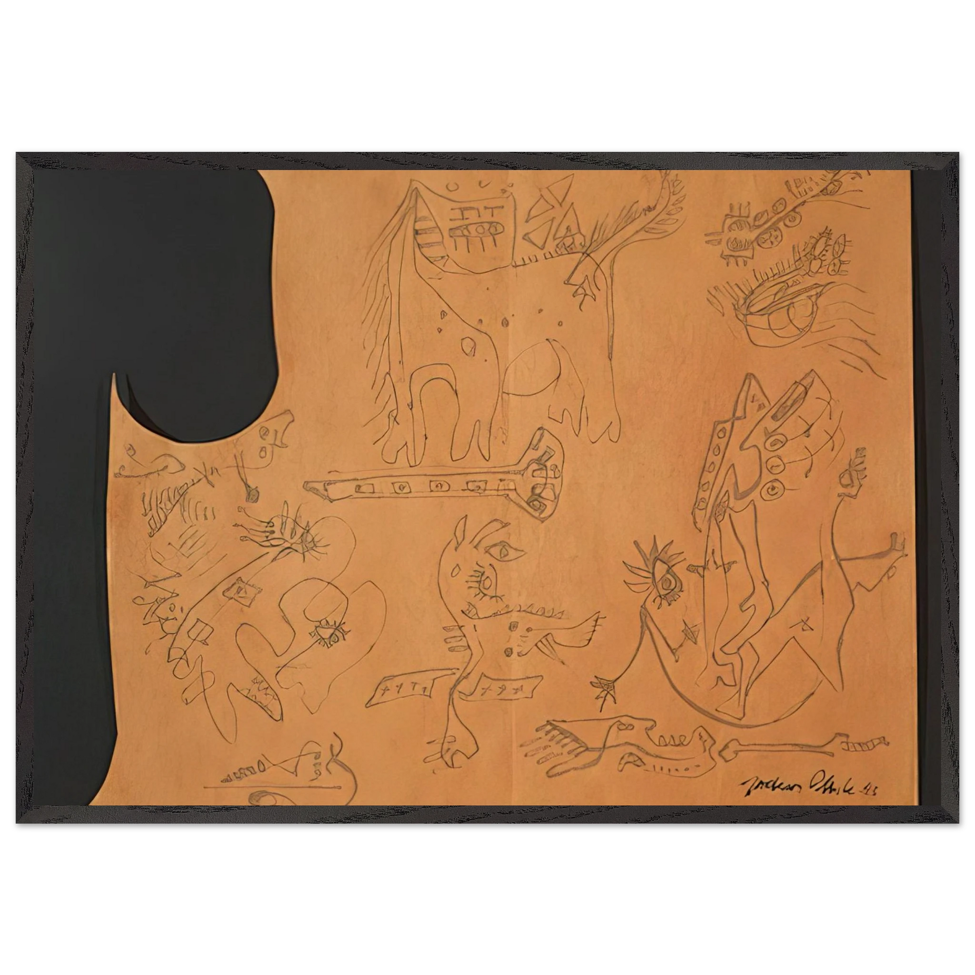 UNTITLED 4 N1 - Jackson Pollock Framed Art Print – Black Wooden Frame - Default Title - -Framed Art Print