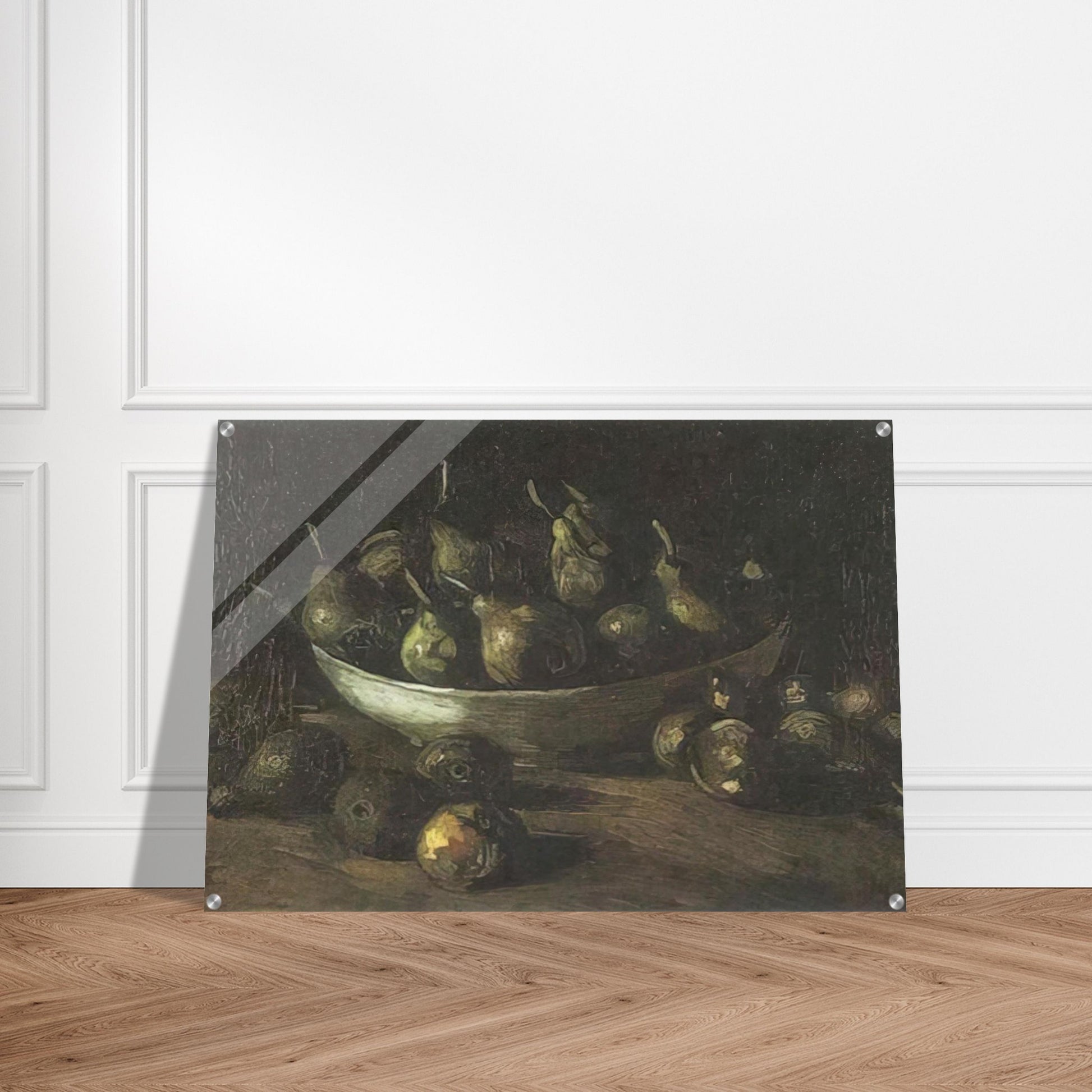 Still life with an Earthern bowl and pears - Vincent van Gogh Acrylic Print - 70x100 cm / 28x40″ inches