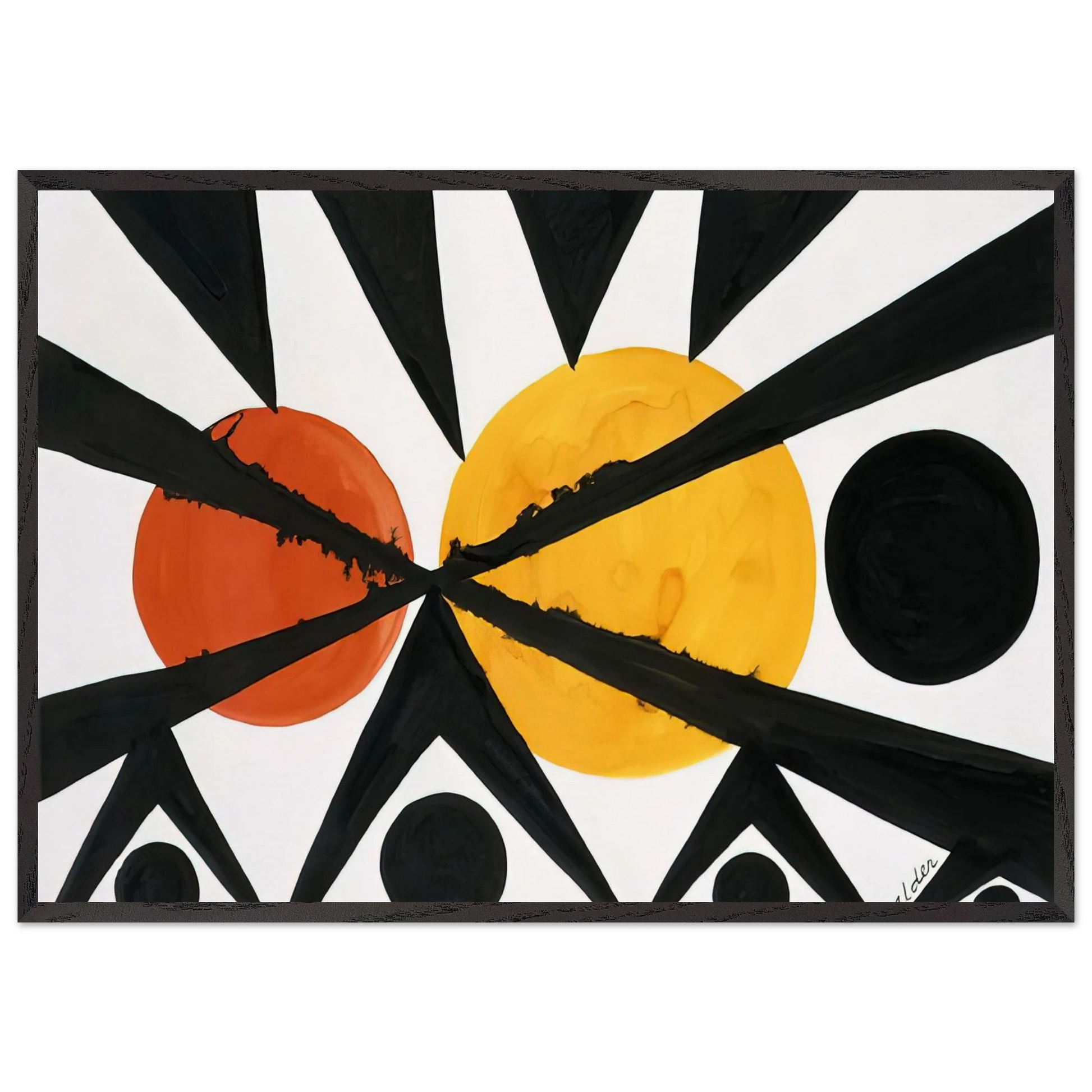 ACROSS THE ORANGE MOONS 1967 - Alexander Calder Framed Art Print – Black Wooden Frame - Default Title - -Framed Art Print