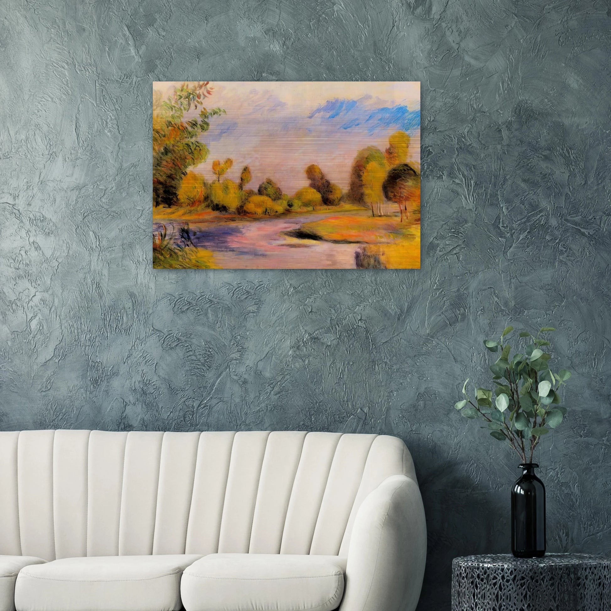 Banks of a River - Pierre-Auguste Renoir Brushed Aluminum Print - 70x100 cm / 28x40 inches | Pierre-Auguste Renoir Aluminum Print | Pierre-Auguste Renoir Prints