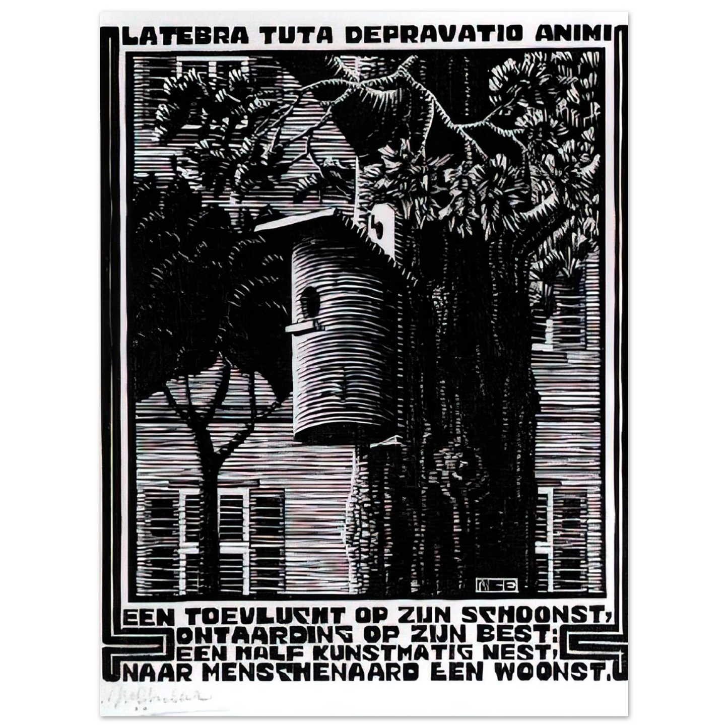 MC Escher - EMBLEMATA RETREAT Wall Art - 21x29.7 cm / 8x12" - Fine Art Poster - -