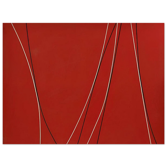 Lorser Feitelson - Untitled Black and White Lines on Red Background - 1965 Fine Art Poster - Default Title