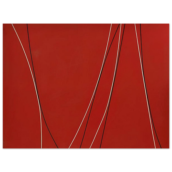 Lorser Feitelson - Untitled Black and White Lines on Red Background - 1965  75x100 cm / 30x40inches Fine Art Poster