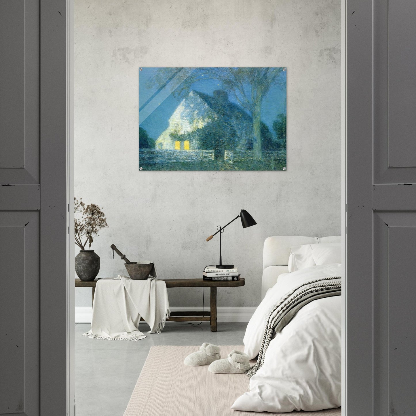 Moonlight, the Old House - Childe Hassam Acrylic Print - 70x100 cm / 28x40″ inches