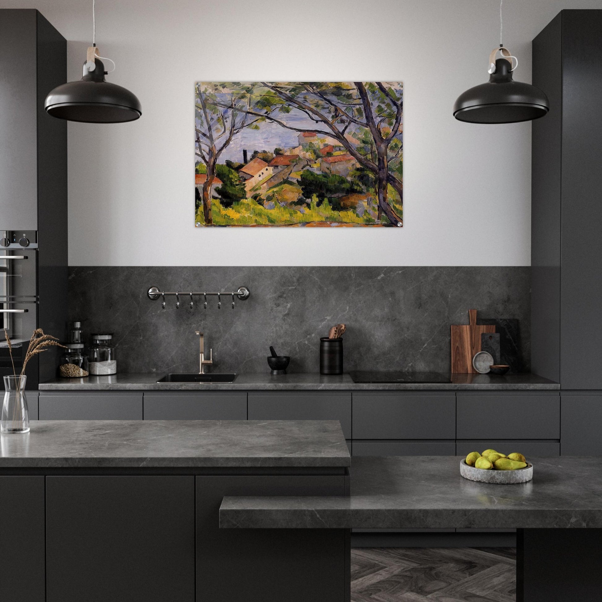 L'Estaque. View through the Trees - Paul Cézanne Acrylic Print - 70x100 cm / 28x40″ inches | Paul Cézanne Wall Art | Paul Cézanne Prints