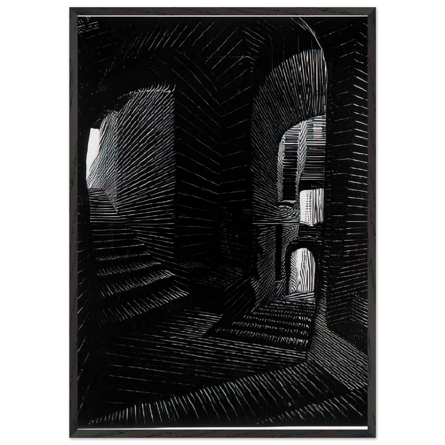 COVERED ALLEY IN ATRANI - MC Escher Framed Art Print – Black Wooden Frame - Default Title - -Framed Art Print