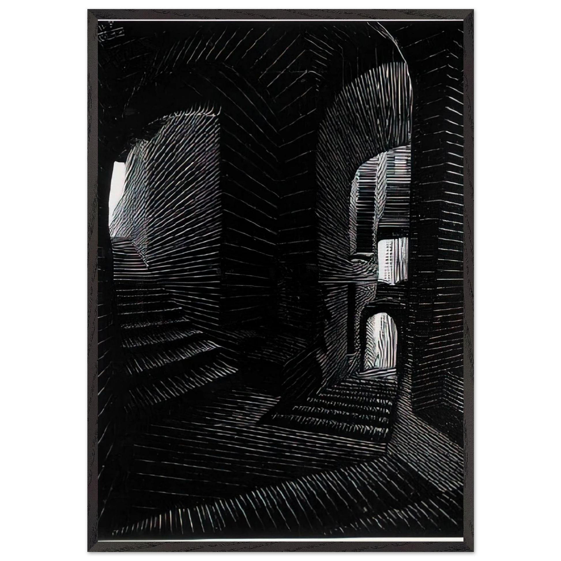 COVERED ALLEY IN ATRANI - MC Escher Framed Art Print – Black Wooden Frame - Default Title - -Framed Art Print