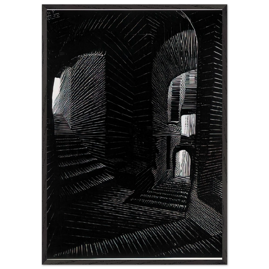 COVERED ALLEY IN ATRANI - MC Escher Framed Art Print – Black Wooden Frame - Default Title - -Framed Art Print