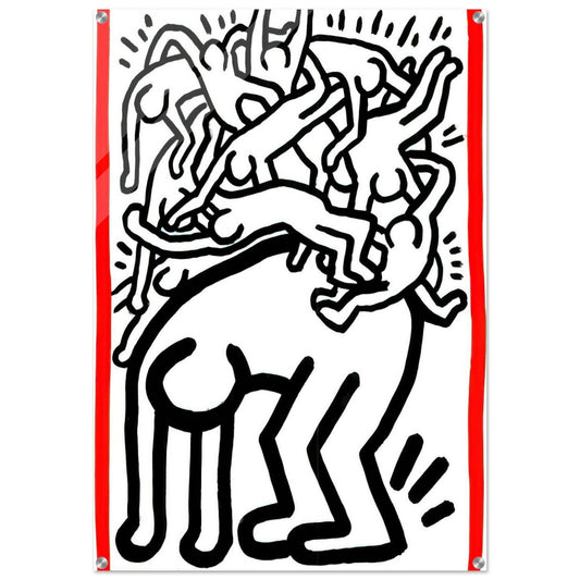FIGHT AIDS WORLDWIDE 1990 - Keith Haring Acrylic Print - 70x100 cm / 28x40″ inches | Keith Haring Art For Sale