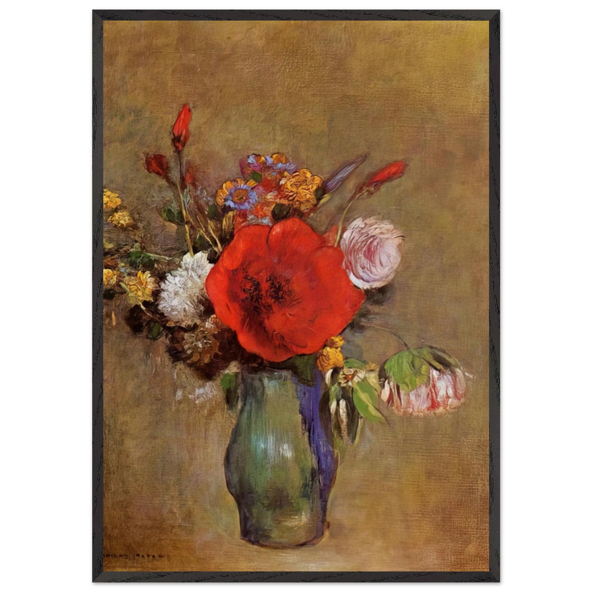 VASE OF FLOWERS 11 - Odilon Redon Framed Art Print – Black Wooden Frame - Default Title - -Framed Art Print