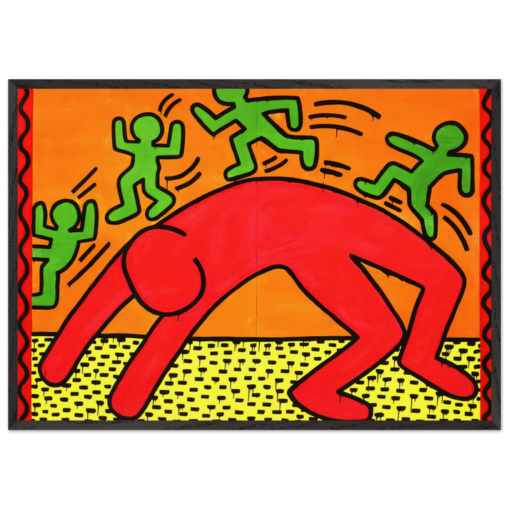 Wall artUNTITLED 1982 2 N1 - Keith Haring 70x100 cm / 28x40 inches Framed Art Print – Black Wooden Frame | Keith Haring Art For Sale