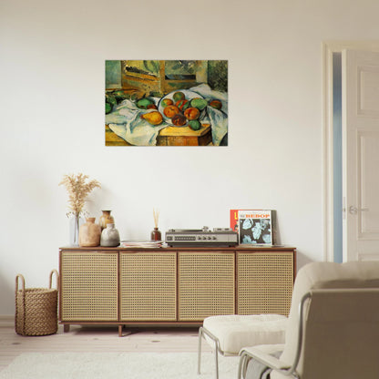 Table, Napkin and Fruit - Paul Cézanne Brushed Aluminum Print - 70x100 cm / 28x40 inches | Paul Cézanne Aluminum Print | Paul Cézanne Prints