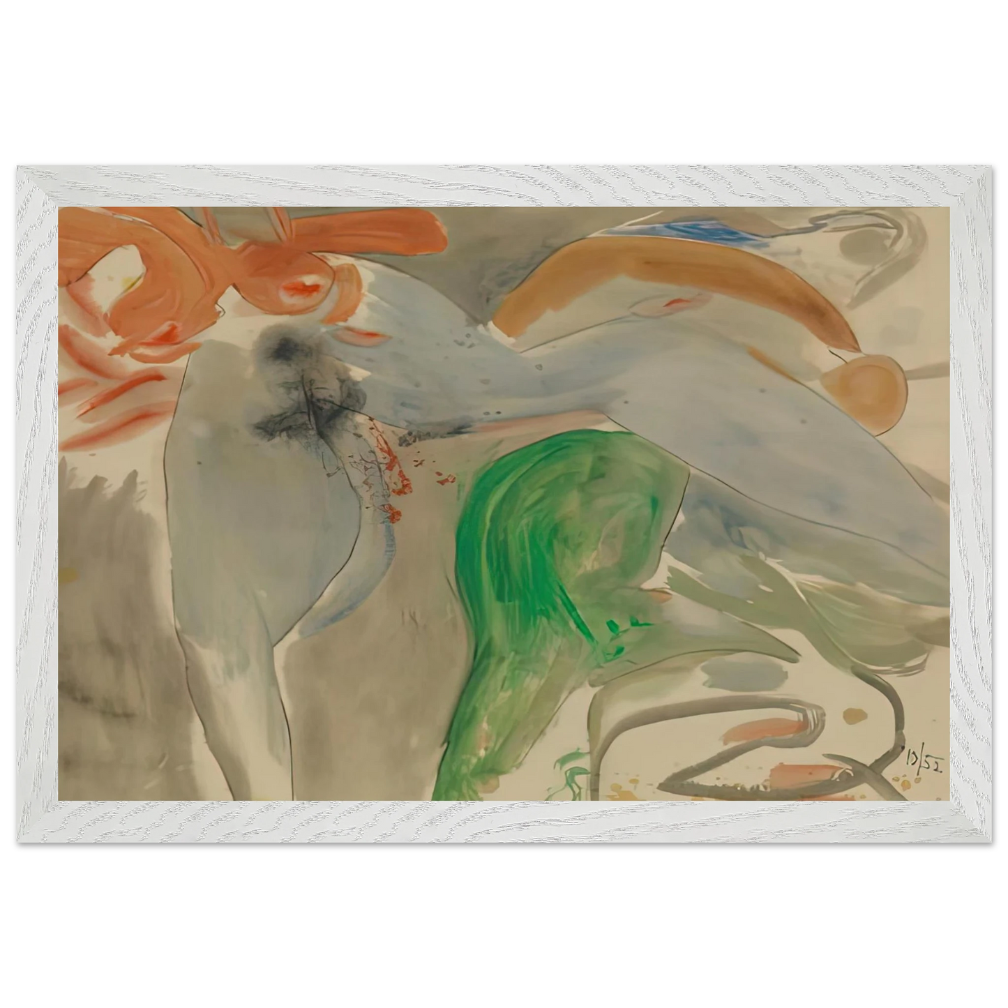 Helen Frankenthaler - Scene with Nude, 1952- Wall Art - 30x40 cm / 12x16 inches - Premium Wooden Framed Poster With Fine Art Paper - Wood frame
