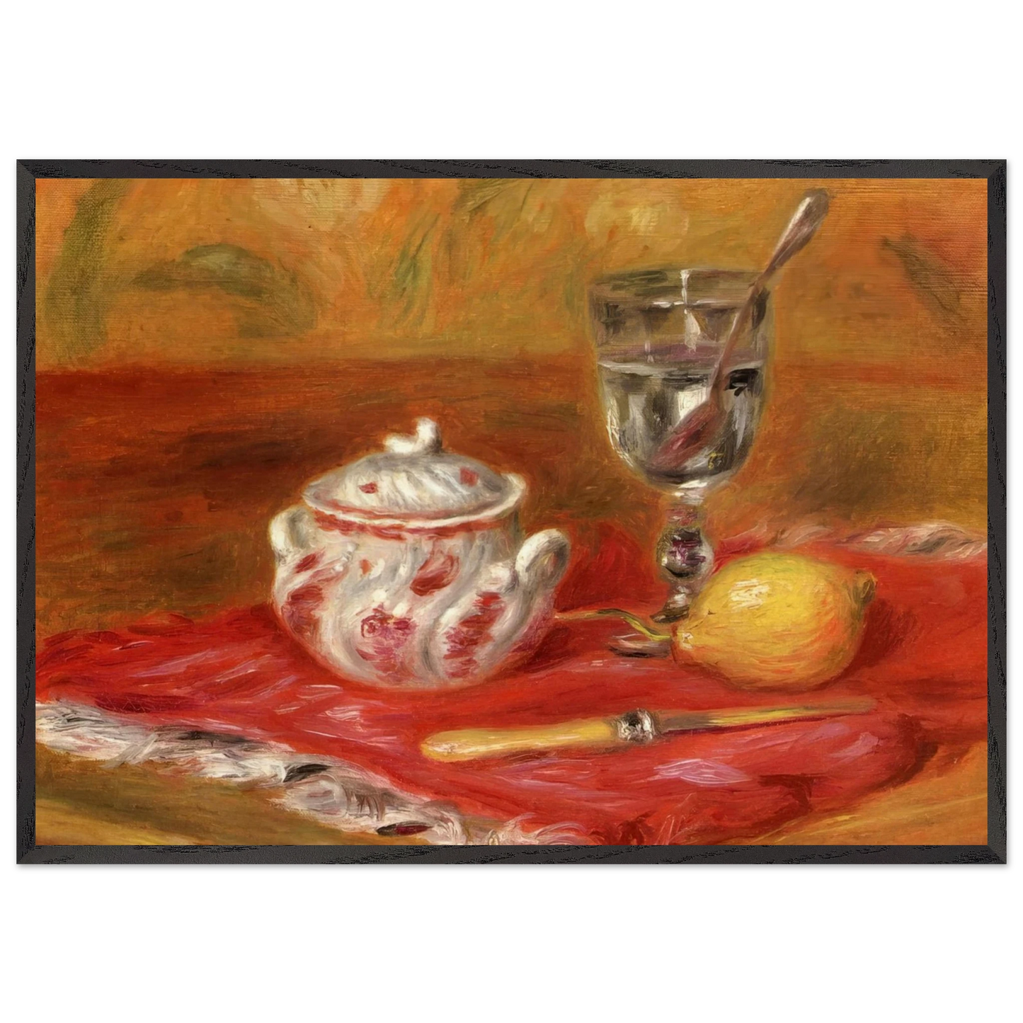 Still LIfe with Glass and Lemon - Pierre-Auguste Renoir Framed Art Print – Black Wooden Frame - Default Title - -Framed Art Print