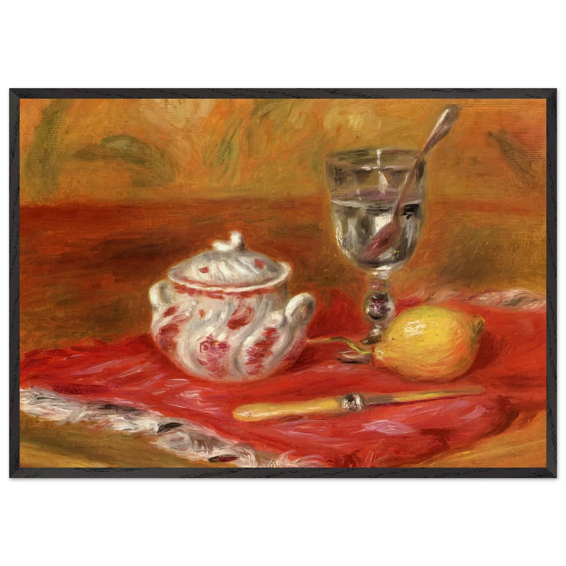 Still LIfe with Glass and Lemon - Pierre-Auguste Renoir Framed Art Print – Black Wooden Frame - Default Title - -Framed Art Print